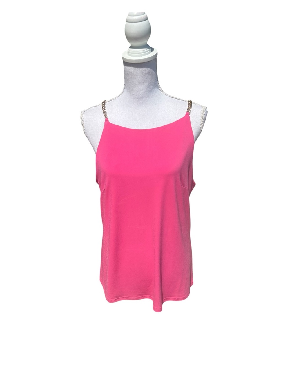 {Aryeh} Hot Pink Gold Chain Blouse